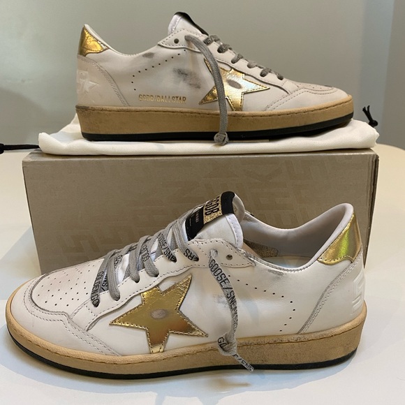 Golden Goose Ball Star Sneaker Milk White Leather/Gold sz 38 New in Box - Picture 5 of 14